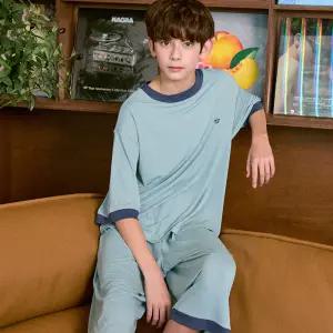 마밤 MSMV 쿨 냉감 블루민트 아동 주니어 키즈 잠옷 내의 실내복 링거 7부 세트