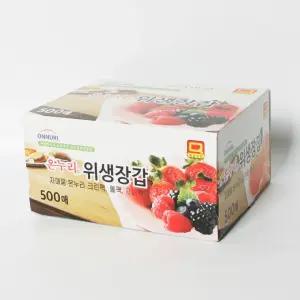 온누리 프리미엄 장갑 500매 위생장갑 일회용품 비닐 두꺼운비닐장갑