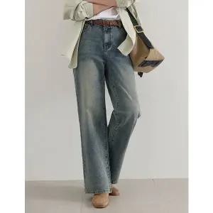 [공구우먼] [제작] 완전 인생템 뒷밴딩 세미와이드 데님 팬츠 86474 빅사이즈 여성의류