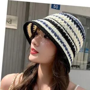여성 4컬러 스트라이프 여름 니트펀칭 버킷햇 벙거지