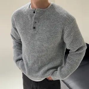 그리트 와플 헨리넥 니트