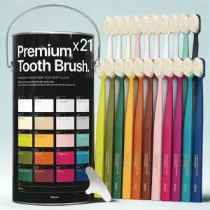 헤트라스 프리미엄 칫솔 부드러운 이중미세모 21개입 칫솔캡