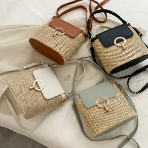 LND 라벨르링 크로스백 숄더 여성 가방 여자 라가방 미니 라탄 왕골 크로스