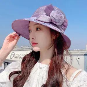 오간자 플라워 버킷햇 ELM-119꽃무늬모자 벙거지 중년여성 모자 여름 햇빛차단 엄마 고급 할머니 여자