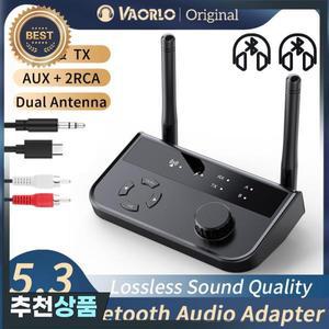 멀티포인트 블루투스 5.3 오디오 송신기 수신기 3.5mm AUX 2 RCA 스테레오 음악 무선 어댑터 자동차 TV PC