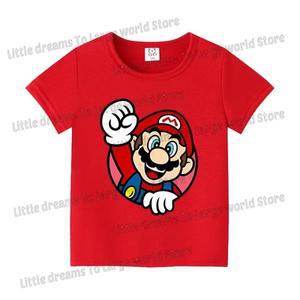 슈퍼 마리오 브라더스 티셔츠 어린이호환 반팔 만화 프린트 탑 아동복 베이스 소년 의류 선물