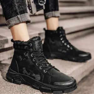 [하프클럽/]방한용품 남자 털안감 밀리터리 하이탑 스니커즈