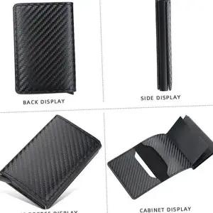 슬림 카드 지갑 알루미늄 휴대용 남성 카본 카드 지갑 여성 명함 탄소섬유 남녀공용 하드 차단 팝업 클립