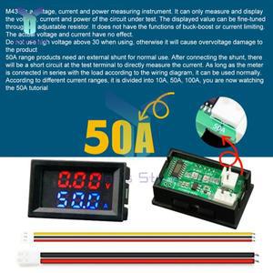 M430 디지털 볼트미터 암페어미터 전력계 100V 10A 50A 100A 전류 전압 측정기 듀얼 LED 디스플레이 연결선