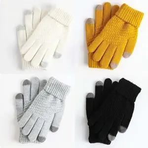 여성 스마트터치 스마트폰 와플패턴 부드러운 안감퍼 니트 장갑 겨울 방한 핸드폰장갑