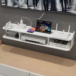 무타공 티비 셋톱박스 선반 3칸 공유기 수납함 대형 벽걸이 정리대 브라켓 거실