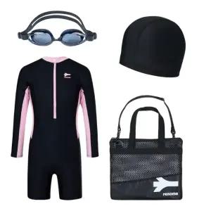 [롯데백화점]레노마 여아 유니타드 3부 반신 긴팔 생존 수영 키트 GS2F892-BK