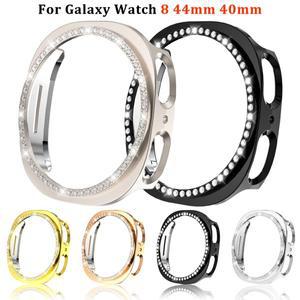 삼성 호환 갤럭시 호환 워치 8 44 40mm용 블링 할로우 케이스 8용 다이아몬드 PC 하드 보호 커버 액세서리