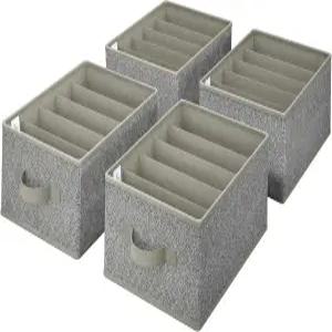 할머니는 옷장용 바지 청바지 정리함 옷장 의류 옷 서랍 티셔츠 스웨터 회색 4팩의 보관함이라고 말합니다