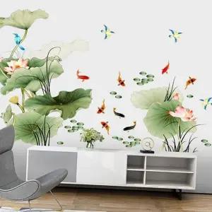 거실 스티커 인테리어 홈데코 포인트 벽장식 스티커 침실 장식 집꾸미기 꾸미기 붙이는 금붕어 식물 새벽