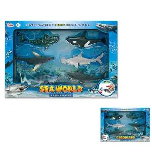 포에코 고래 풀백 바다동물장난감 상어 모형 1세트 생물 피규어 6종