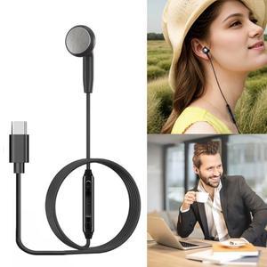 3.5mm/타입-C 유선 이어버드 인이어 하이파이 스테레오 헤드폰 마이크 볼륨 조절 싱글 사이드 이어폰 모노