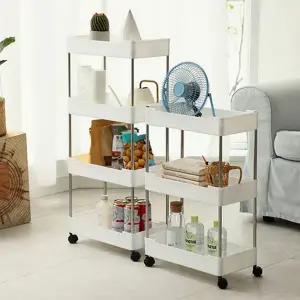이동식 선반 다용도 이동형 바퀴형 틈새 수납 선반 트롤리 플라스틱 수납장 화장실 화장대 세탁실 욕실