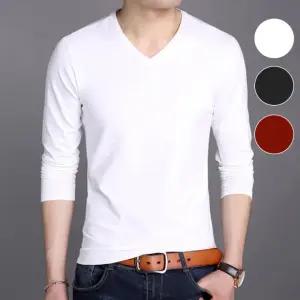데일리 레이어드 긴팔 V넥 남자 기본 무지 티셔츠 남성긴팔티 레이어드 이너티 브이넥긴팔 흰티 남자티