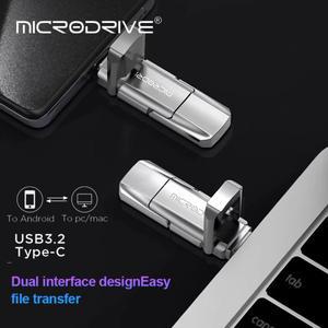 메탈릭 타입 C USB3.2 플래시 드라이브 64GB 128GB 256GB 2 in 1 OTG 듀얼 유즈 USB (컴퓨터 휴대폰 핸드폰