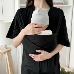 아기띠 티셔츠 신생아 슬링 상의 부모 아기띠 반팔 남녀공용 캥거루 여성부 커플 케어 보조 용품 겸용 남성