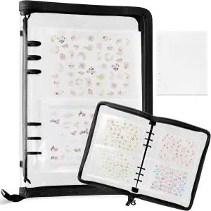 네일 스티커북 아트 오거나이저 디스플레이 40 슬롯 스티커 보관 바인더 빈 홀더 DIY 디자인 도구(블랙)