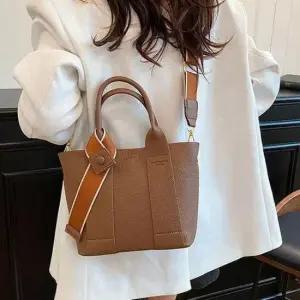 [패션] 여성 버킷백 스트랩 장식 토트 크로스백 출근 가방 6색