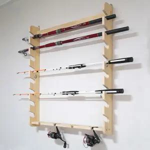 아름데코 원목 낚시대 벽걸이형 로드 거치대 8구