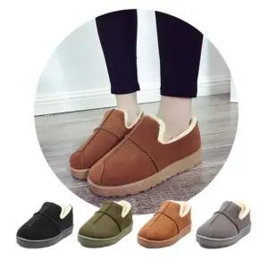 여성가죽구두 여성 털신 겨울 방한화 스웨이드 기모 슬립온 단화