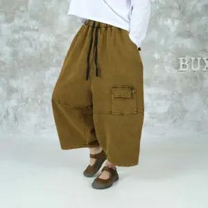 벅시루 여성 하프포켓 피그먼트 여자 봄가을 밴딩 배기 통바지