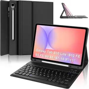 삼성 갤럭시 탭 S10 라이트/ FE/ S9 FE 5G 10.9 인치/ 11 인치 S펜 홀더용 윈칭 키보드 케이스 블랙