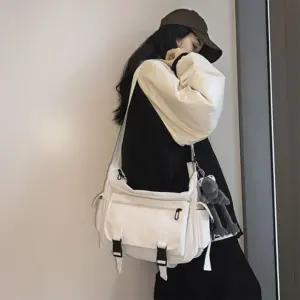 [제이프로젝]남녀공용 가벼운 학생 캔버스 크로스백 메신저백 캔버스백 캔버스크로스백 에코백 학생가방