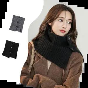 여자목도리 겨울 버튼 넥워머 머플러 골지라인 단추 포인트