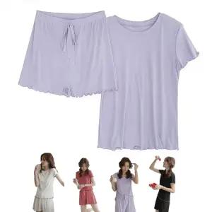 캐주얼잠옷 여성 여름 쿨파자마 프릴 캐주얼 실내복 홈웨어 반팔