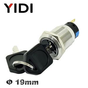 19mm 방수 스테인레스 스틸 2 3 위치 금속 키 1NO1NC 버튼 자동 잠금 래칭