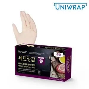 유니랩 라텍스장갑 요리 식품용 100매 중형