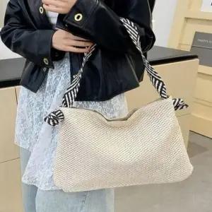 여름용 스트라이프 패턴 니트 숄더 크로스백