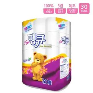 뉴땡큐 프리미엄 롤화장지 3겹 30롤 부드러운휴지