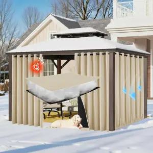 RYB HOME 실외 단열 페이드 저항 암막 커튼 96인치 길이 겨울용 면 안감 파티오 침실용 방수 52 x L 96