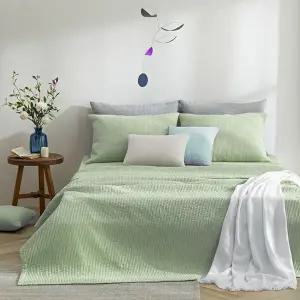 [마르시아][K]마르시아 60수 순면 피그먼트 줄누비 스프레드2장+베개커버2장 세트