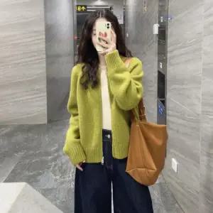 올리브 그린 가디건 니트 카디건 여성 봄 가을 겨울 캐주얼 스웨터 재킷 여자 베이직 아우터