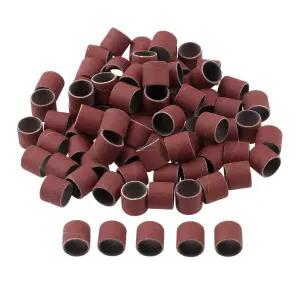 100대의 PC 샌딩 밴드 320 그릿 드럼 슬리브 DREMEL 로터리 툴 12CM용