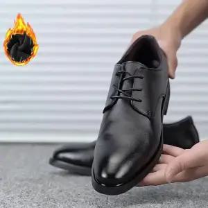 [하프클럽/]로퍼 구두 출퇴근용 기모 안감 겨울 남성 정장 따뜻한