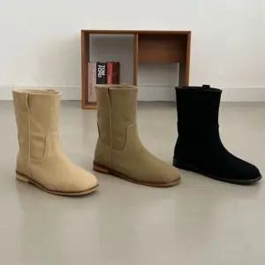 리얼 소가죽 무지 레더 스웨이드 미들부츠 스타일 5FWY vcr3+4IqE