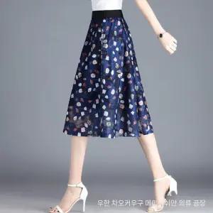 치마 캐주얼 여름 여자스커트 롱스커트 플리츠 밴딩 A라인 원템1