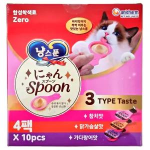 유니참 긴노스푼 냥스푼 · 3가지 맛 (10pcs x 4팩)