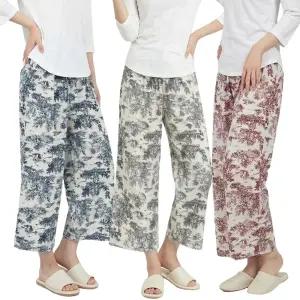 뜨왈 잠옷 바지 여성 통바지 9부 여자 파자마 와이드 홈웨어 하의