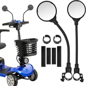 2PCS 모빌리티 스쿠터 리어 뷰 미러 조절 가능한 360° 회전 전동 노인용 유니버설 핏 휠체어 액세서리