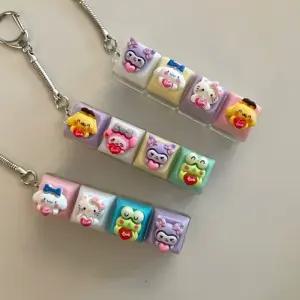 고양이 캐릭터 KT LED 야광 불빛 키캡 키링 4구 컬러 키보드 자판 딸깍이 클리커