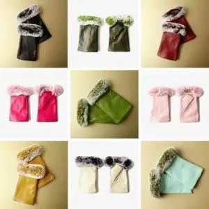 여성용장갑 여자 천연 가죽 토끼털 반장갑 핸드 워머 손등 토시